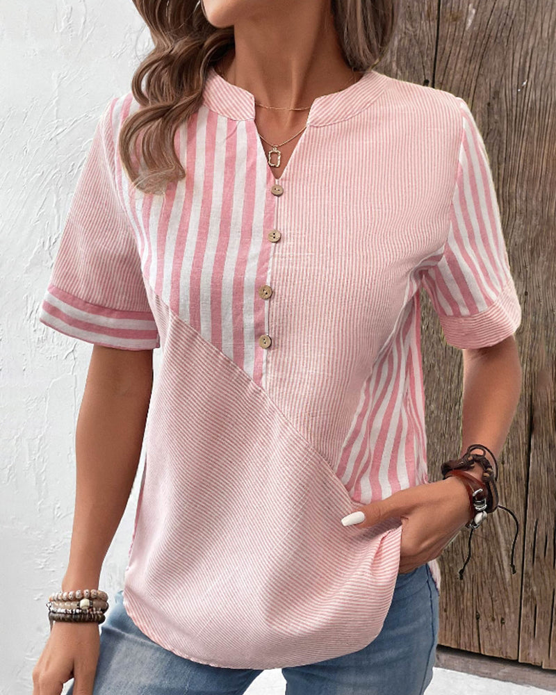 Chique Gestreepte Katoenen Blouse - 45% SALE